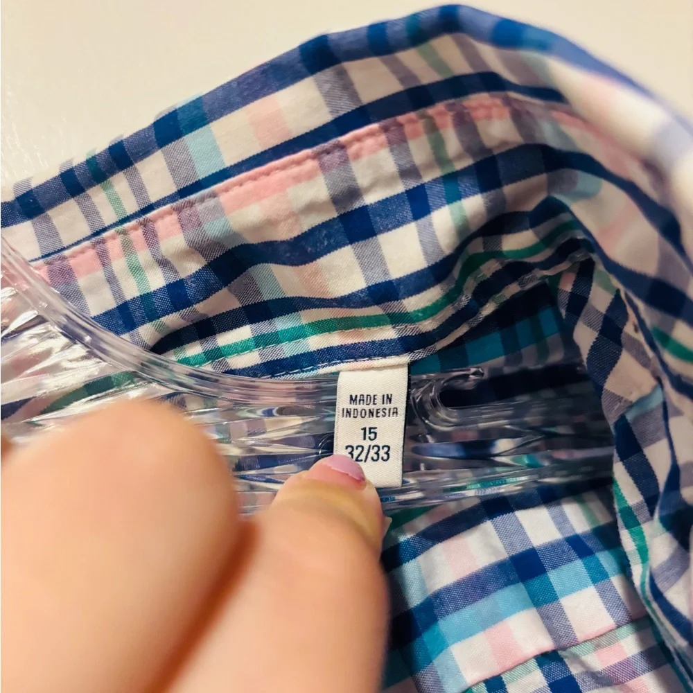 IZOD Stretch Collar Regular Fit Men's Plaid Button Down Shirt, Size 15 32/33